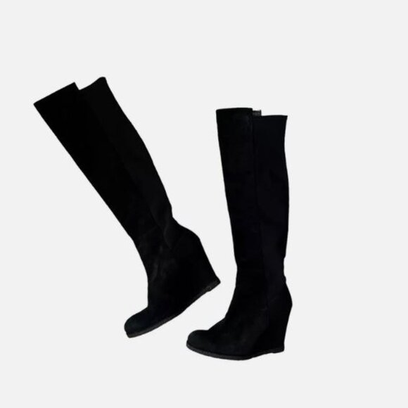 Stuart Weitzman Shoes - Stuart Weitzman Suede Stretch Over The Knee Wedge Boots Size 9.5